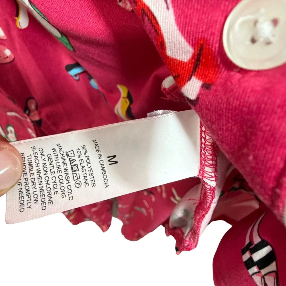 Kate Spade New York Pink High Heel Shoe Print Pajama Set Long Sleeve Pants M